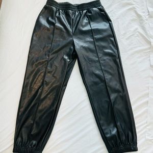 Ardene Black XL Faux-Leather Jogger Pants